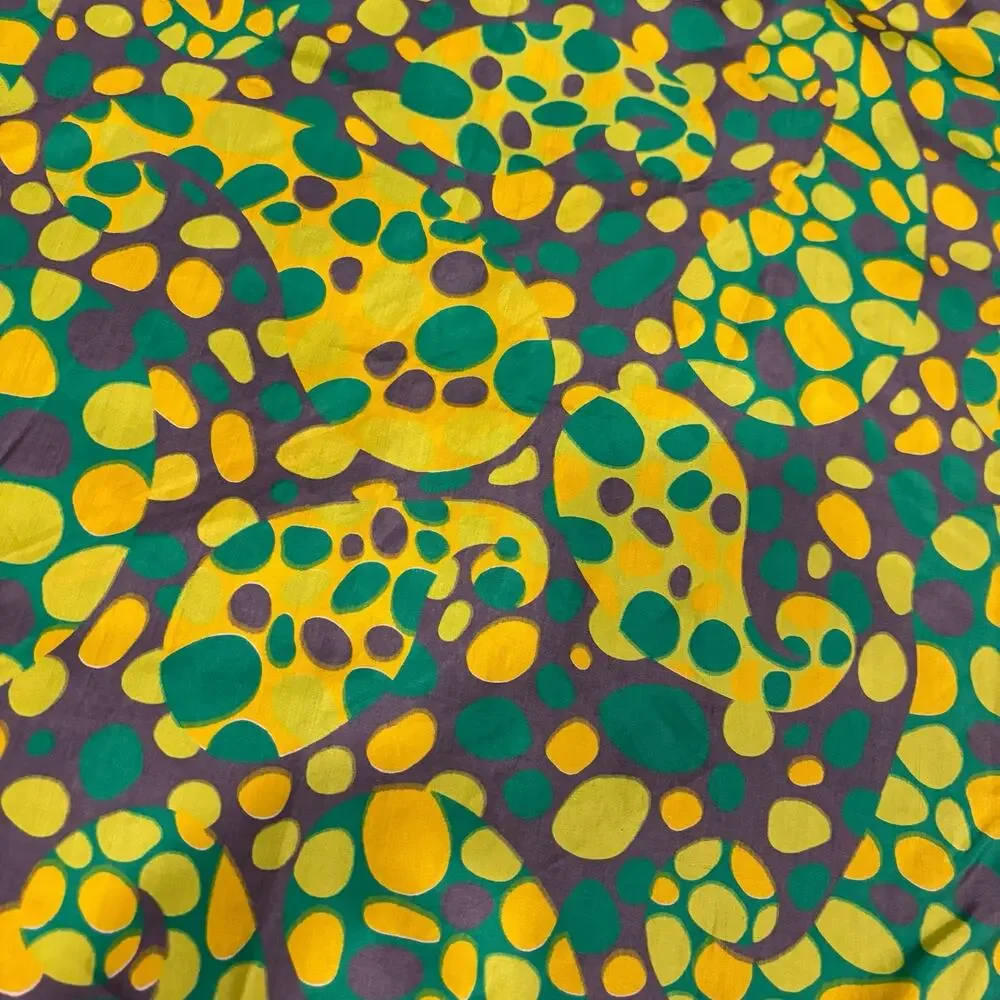 Green & Yellow Abstract Paisley Silk Scarf